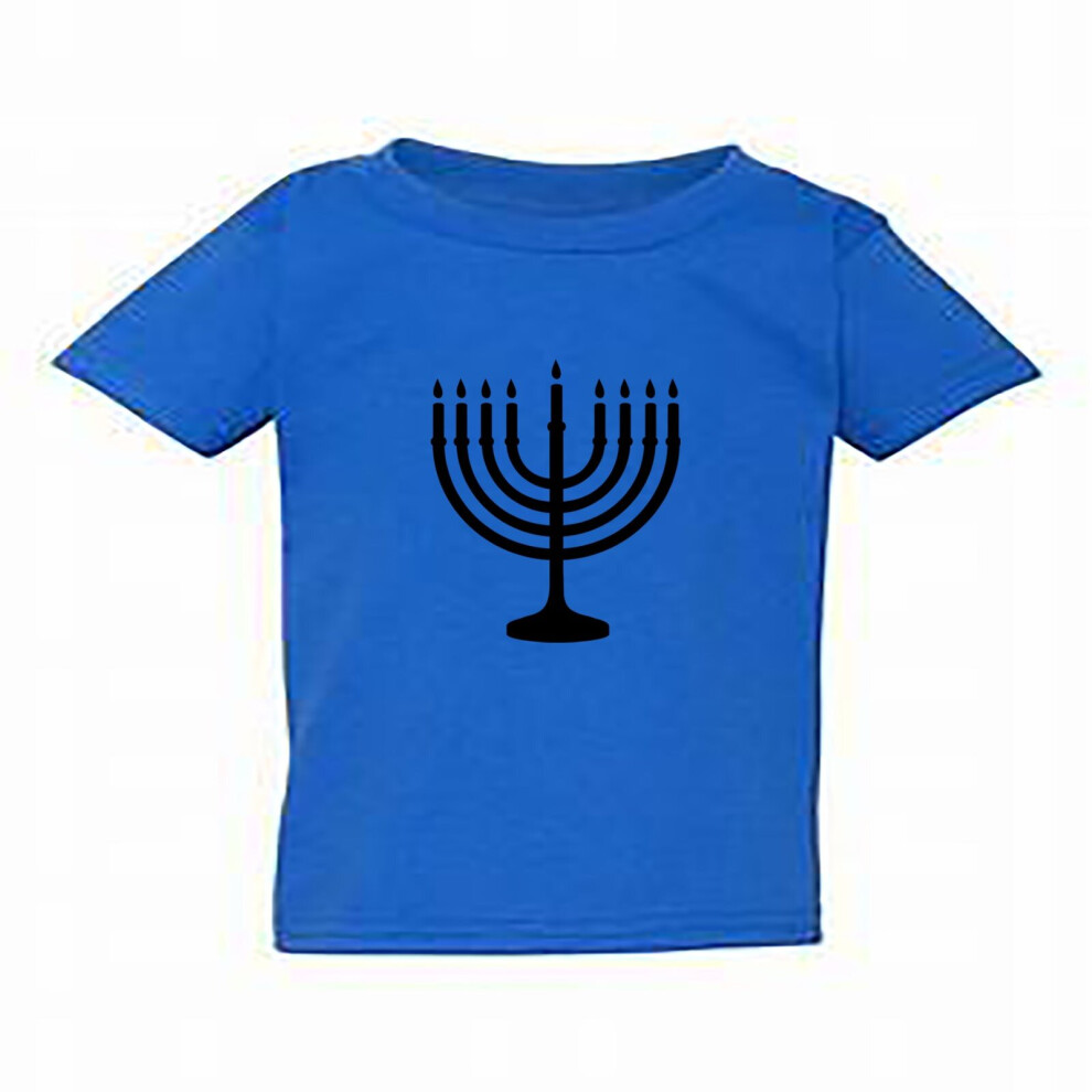 (Royal Blue, Small / 2T / 1-2 YO) Jewish judaism Festival Celebration Hanukkah Kids Boys Girls T Shirt Tee Top