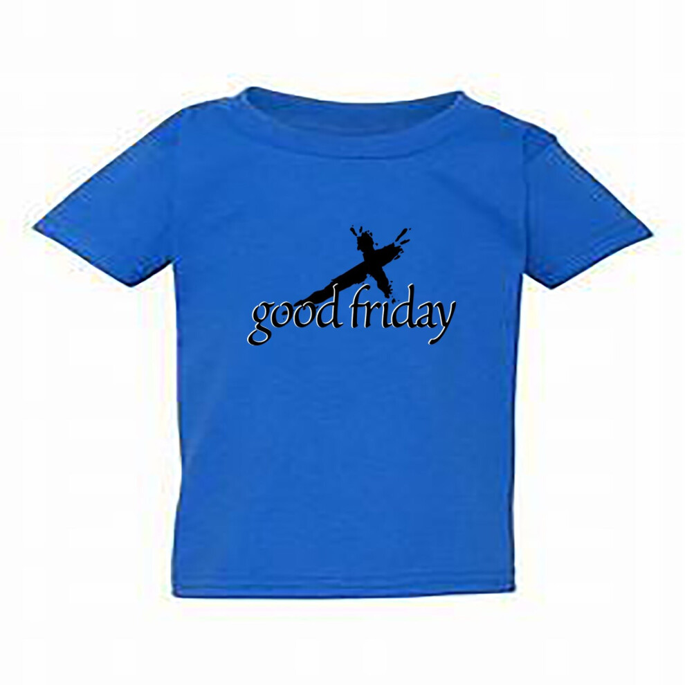 (Royal Blue, XL / 5T / 4-5 YO) Easter Good Friday Unique Jesus Christian God Cross Boys Girls T Shirt Tee Top