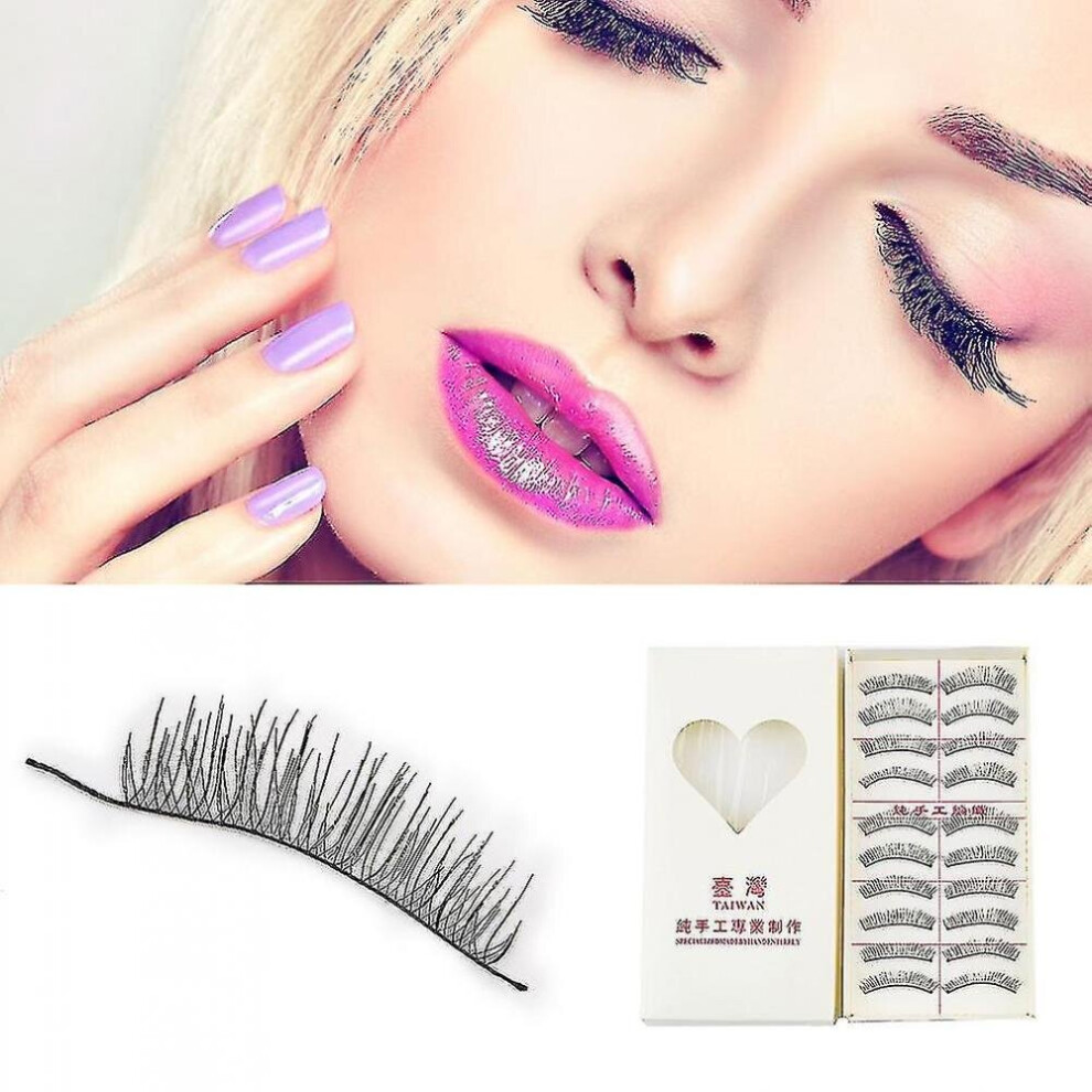 Hkhbjs Black 1Set/10 Pairs Handmade Fake False Eyelash Lashes Natural Transparent