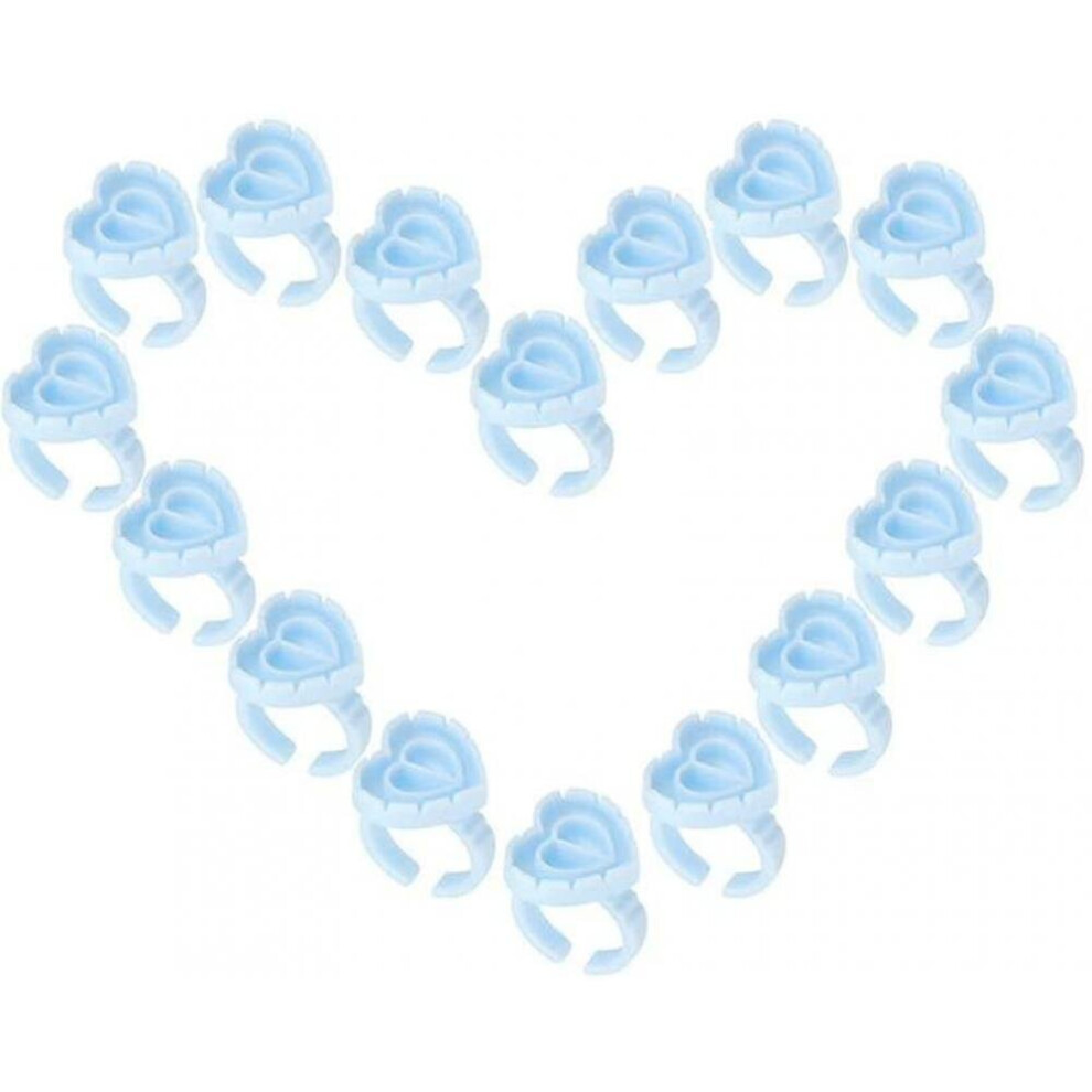 Hkhbjs Blue 100Pcs Disposable Glue Rings For Lashes Smart Glue Ring Cup,Lash Glue Rings Fanning Blossom Cups For Eyelash Extensions (Blue)