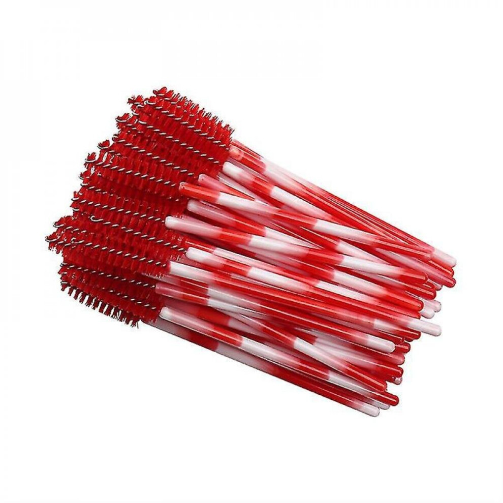 Hkhbjs Red 100Pcs Disposable Mascara Brush Stick, Double Color Rod Color Eyelash Roller Portable Nylon Eyelash Brush Eyelash Comb (Red)