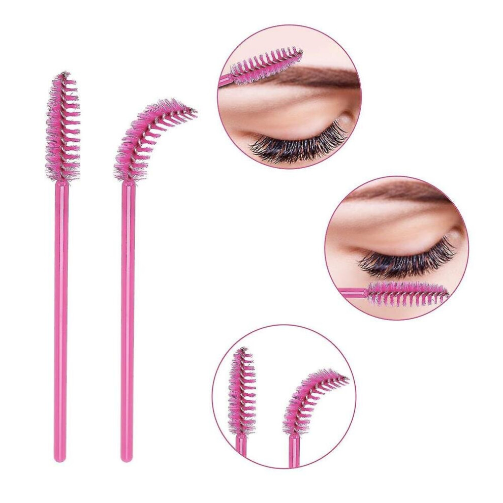 Hkhbjs Pink 200Pcs Disposable Portable Nylon Eyelash Brushes, Eyelash Brushes