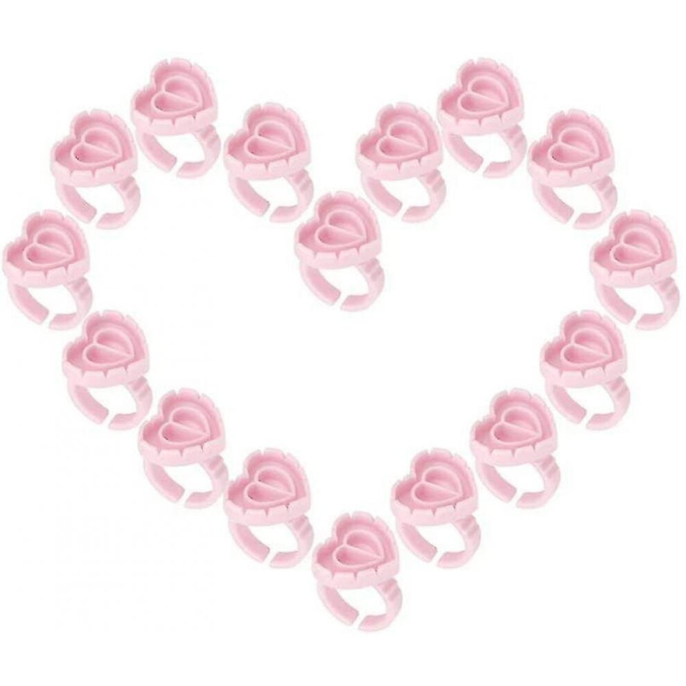 Hkhbjs Pink 100Pcs Disposable Glue Rings For Lashes Smart Glue Ring Cup,Lash Glue Rings Fanning Blossom Cups For Eyelash Extensions (Pink)
