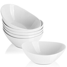 LIFVER Dessert Bowls, 16 Ounce Serving Bowls for Side Salad, Soup, cereal, Ice cream, 7 inch Porcelain White Bowls Set, Dishwasher & Microwave Safe Ki