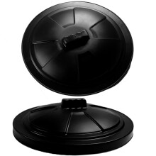 KP-80L-Bin-Lid-Black Replacement Round Bin Lid for 80L/85L Bins - UK Made Durable Plastic with Handle Fits 470-475mm Diameter