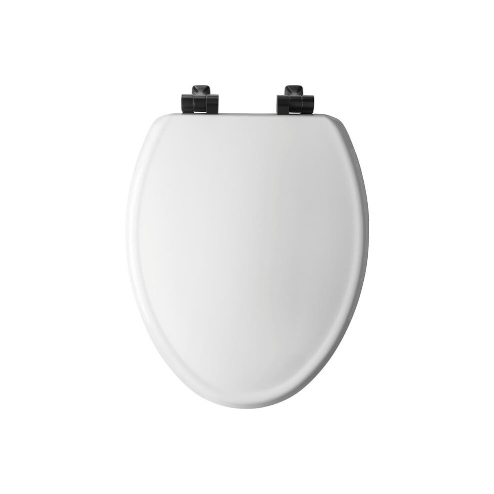 Benton Slow Close Elongated Wood Toilet Seat, White 769593030909