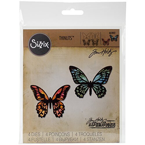 Sizzix Thinlits Die Set 661802 Mini Butterfly af Tim Hotlz 4 Pack Multi Color One Size