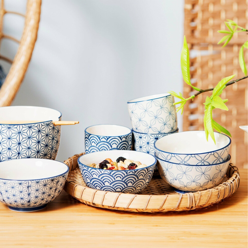 SASS & BELLE SASHIKO PATTERN BOWLS ASSORTED - SET OF 4