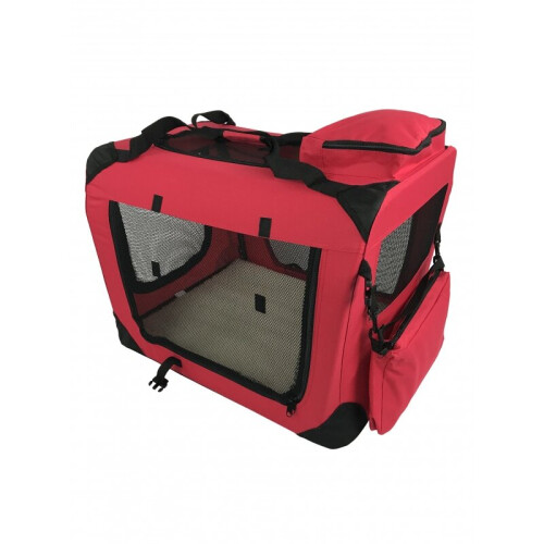 (Large) Pet Soft Carrier Crate Portable Foldable Red