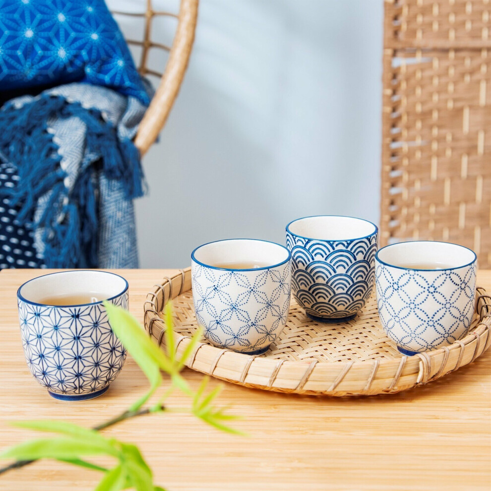 SASS & BELLE SASHIKO PATTERN CUPS ASSORTED - SET OF 4