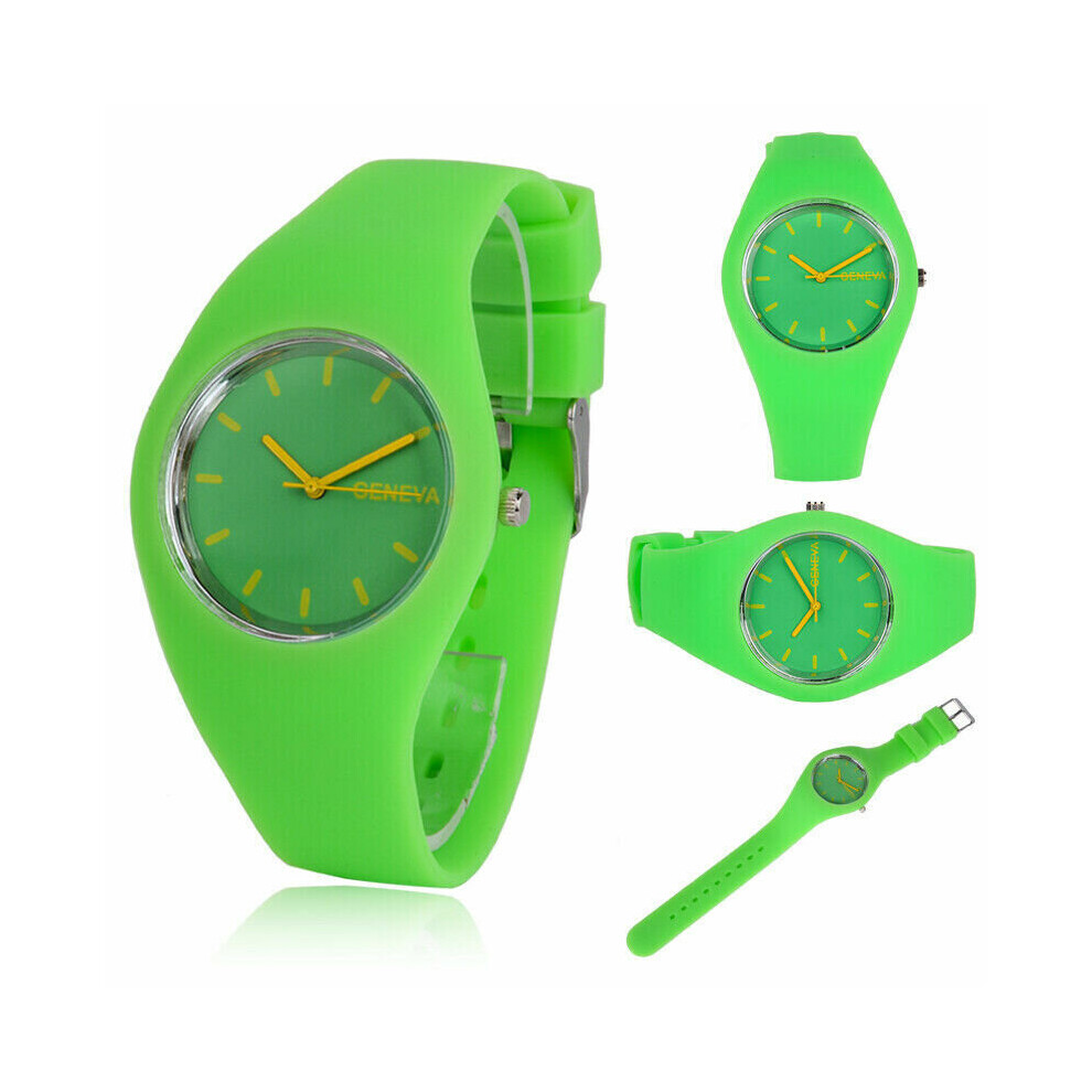 (Women Ladies Soft Jelly Wrist Watch Light Green) Women Ladies Soft Jelly Silicone Band Quartz Sports Girl Kids Wrist Watch