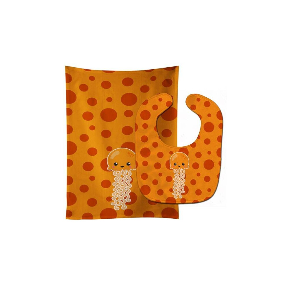 Ocean Jellyfish Baby Bib & Burp Cloth Orange Stationx