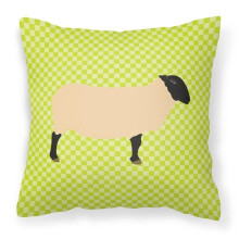 Suffolk Sheep Green Fabric Decorative Pillow, 14 x 14 in.
