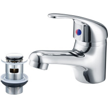 Home Standard Bathroom Single Lever Chrome Mono Basin Sink Mixer Tap with Slotted Spring Waste | 10 Year Guarantee