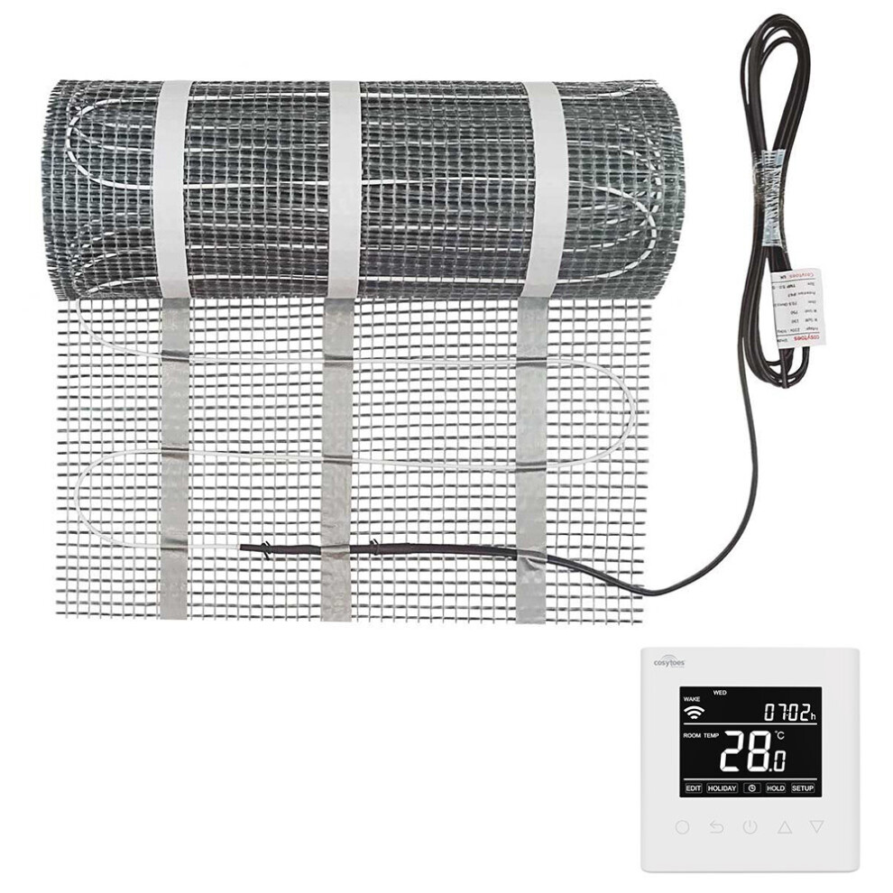 (White WIFI Thermostat, 1m?) Warmehaus Electric Underfloor Heating Mat 150W/m? - 10m?