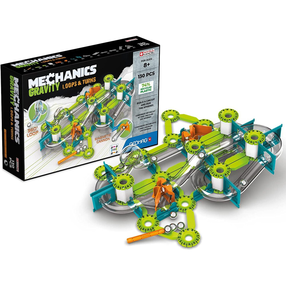 Geomag Mechanics Gravity Loops Circuit Magnetic Blocks Set 130 Pieces