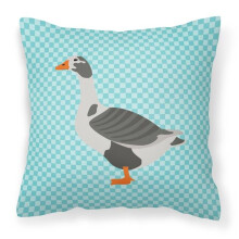 West of England Goose Blue Check Fabric Decorative Pillow, 18 x 18 in.