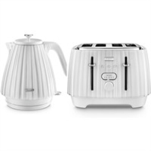 Delonghi Ballerina Jug Kettle And 4 Slice Toaster Set - White on OnBuy