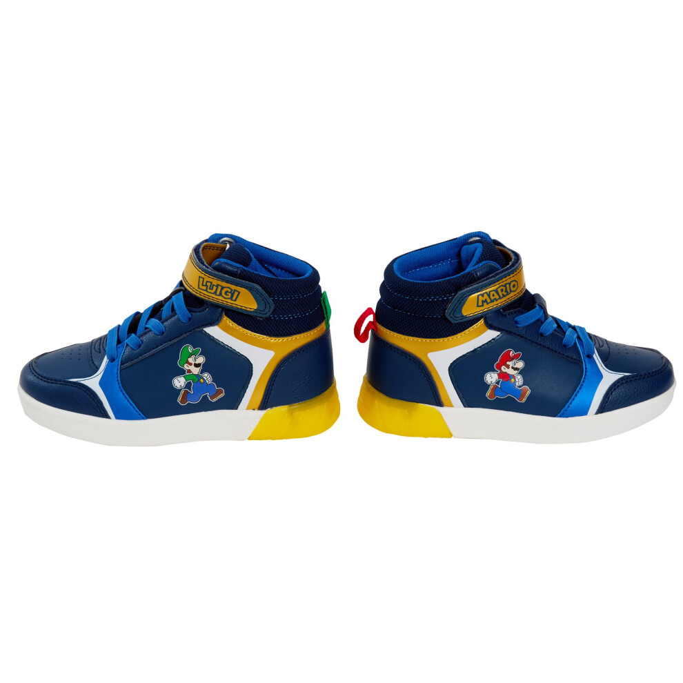 Super Mario Bros Hi Top Trainers Blue EU 27 / UK 9 Child