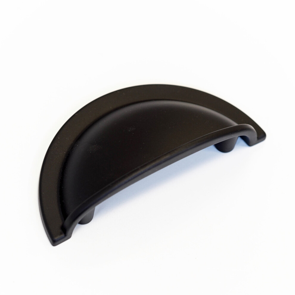 (64mm Cup Handle) 64mm Matt Black Cup Handle & 38.5mm Round Knob