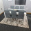 Modern White and Black Wood Dining Table With 6 Grey Metal Chairs 1