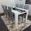 Modern White and Black Wood Dining Table With 6 Grey Metal Chairs 6