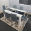 Modern White and Black Wood Dining Table With 6 Grey Metal Chairs 11