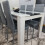 Modern White and Black Wood Dining Table With 6 Grey Metal Chairs 7