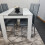 Modern White and Black Wood Dining Table With 6 Grey Metal Chairs 8