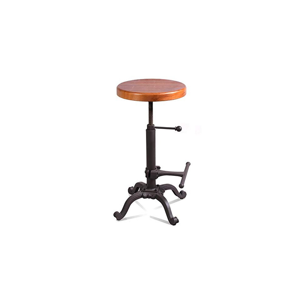 Tabouret de bar pivotant et r?glable en hauteur Topower industriel r?tro vintage en bois pour tracteur de ferme (brun fonc?)