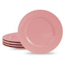 6pc Melamine Dinner Plate Set Pink