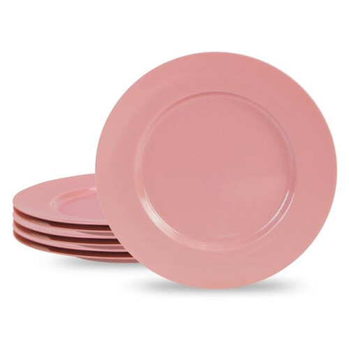 6pc Melamine Dinner Plate Set  Pink