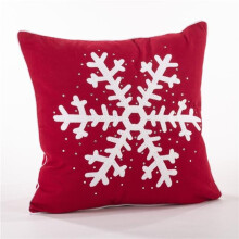 SARO 18 in. Square Studded Snowflake Throw Pillow Red