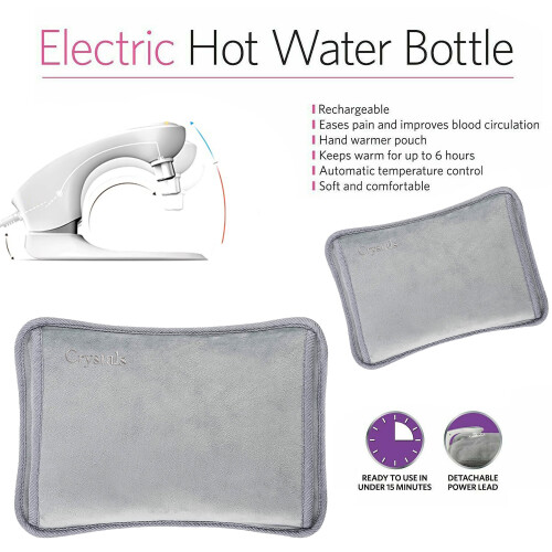 Electric Rechargeable HOT Water Hand Warmer Bottle - Grey 1