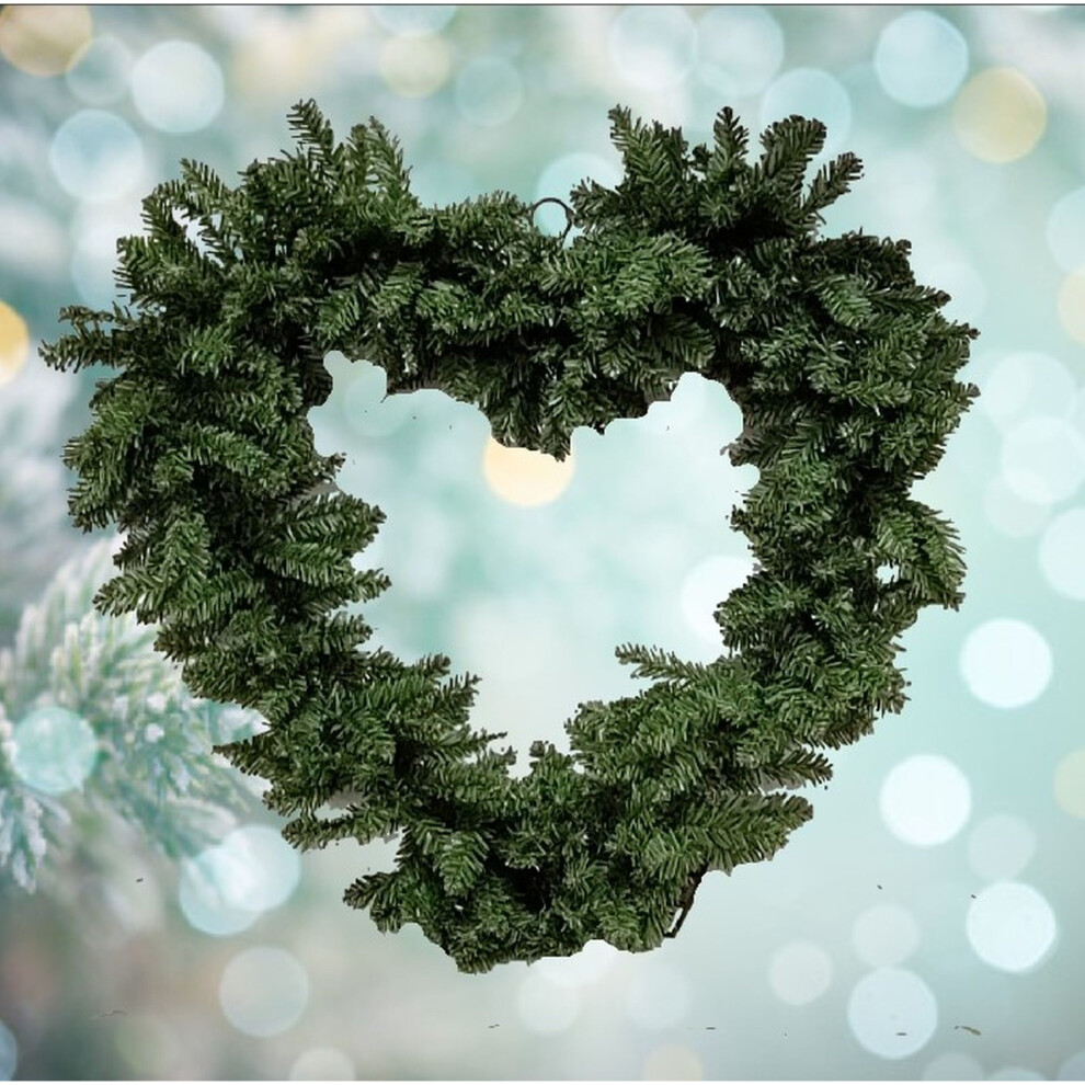 Plain Heart Christmas Door Wreath Large Artificial Door Decoration 50cm 528 Tips - Image 4
