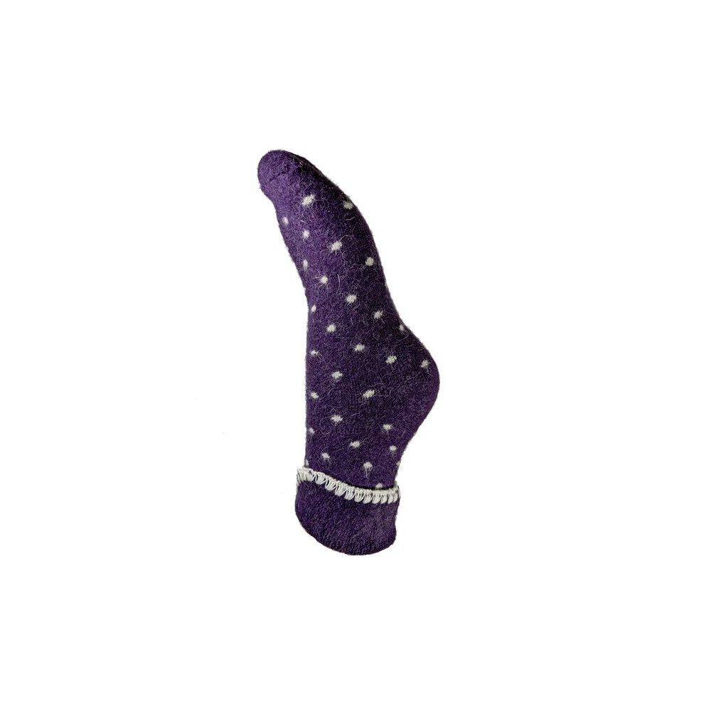 Joya Socks Women's Cream,Purple Cuffed Bed Socks Wool Blend Uk 4-7 Purple & Cream Dots