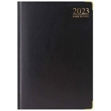 2023 Diary A4 A5 A6 Diary Week to View Page A Day Desk Diary Hard Backed with Metal Edges (Black)