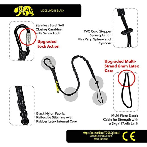 BearTOOLS 3 Foot Black Safety Lanyard 1 Pack 1