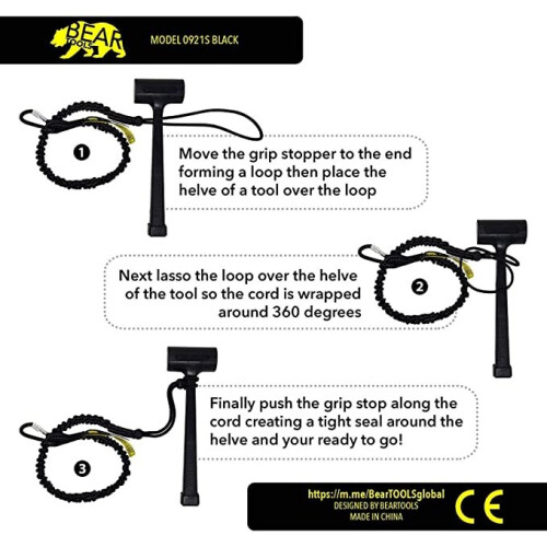 BearTOOLS 3 Foot Black Safety Lanyard 1 Pack 2