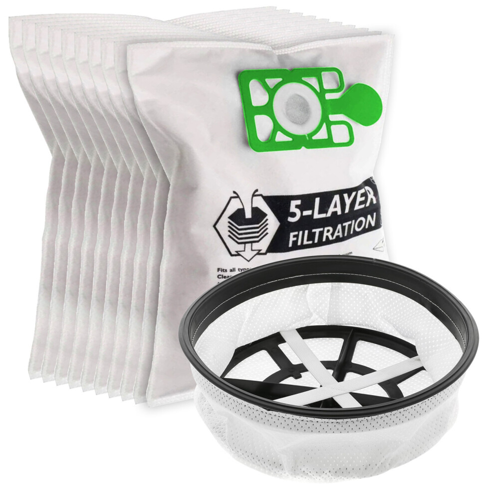 Spares2go Dust Bags + Cloth Filter Compatible With Numatic Henry Hetty Vacuum