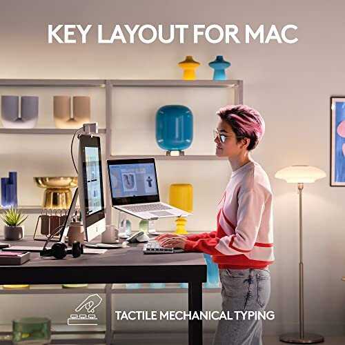 Logitech Logitech MX Mechanical Mini for Mac Wireless Illuminated Keyboard, Low-Profile Performance Switches, Tactile Quiet Keys, Backlit, Bluetooth, USB-C, 1