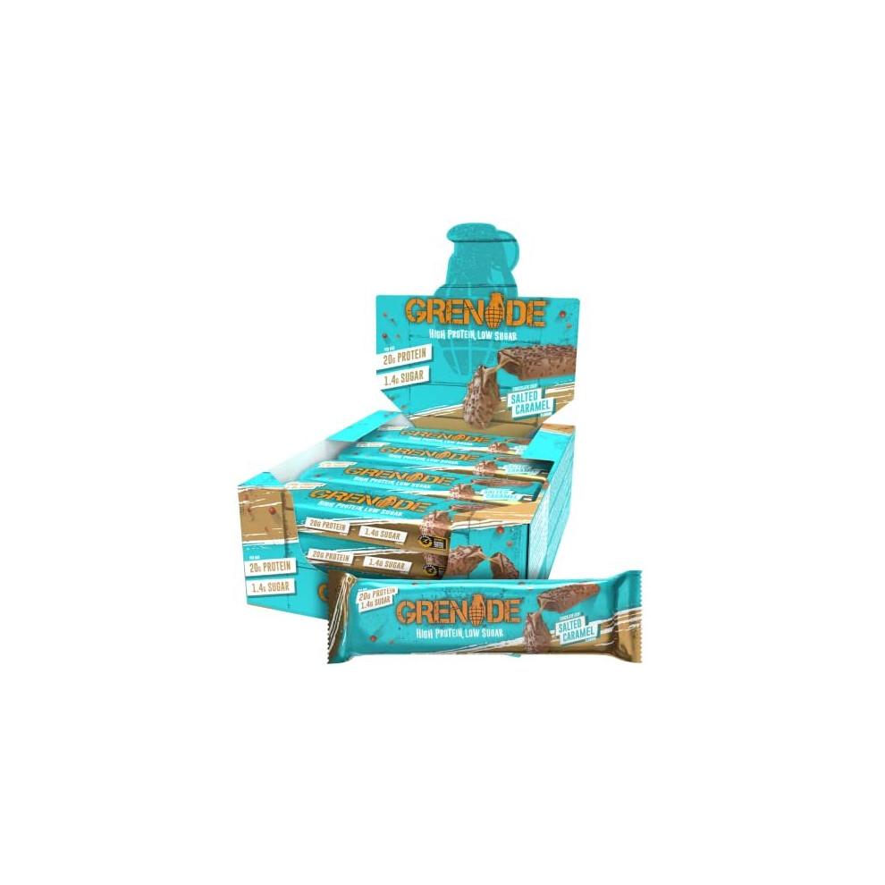 Grenade High Protein and Low Carb Bar, 12 X 60 g - Chocolate Chip Salted Caramel