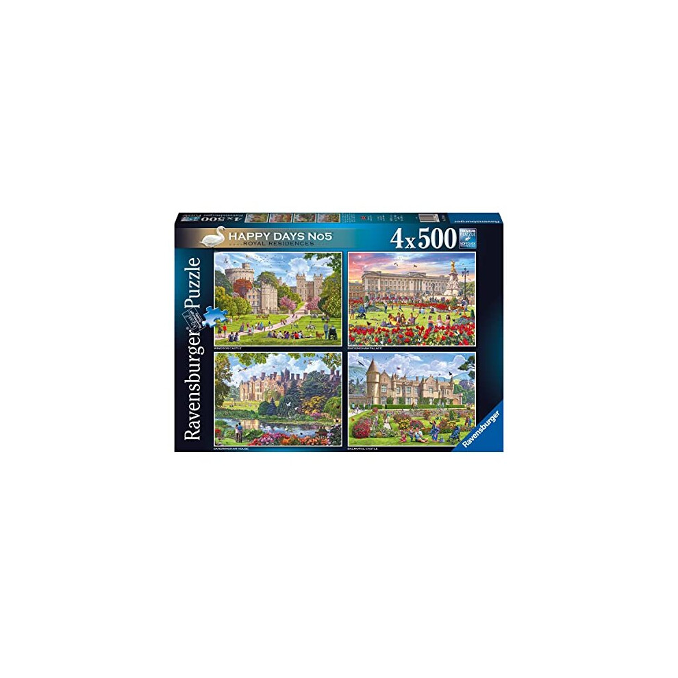 Ravensburger Happy Days Royal Residences 4X 500 Piece Jigsaw Puzzle for Adults & Kids Age 10 Years Up