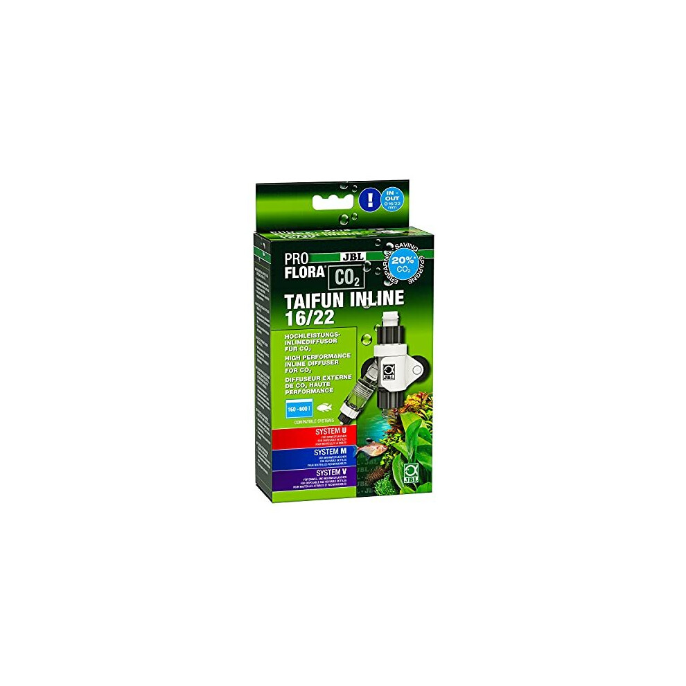 JBL PROFLORA CO2 TAIFUN INLINE 16/22, CO2 diffuser, integrated bubble counter and backflow protection, for 160-600 l aquariums