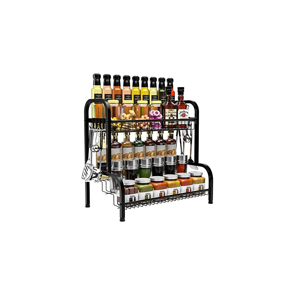 CHARMDI Spice Racks,4-Tier Large Spice Herb Jars Organizer,Free Standing Spice Organizer Rack for Spice Bottles, Glass Jars Cupboard Kitchen Stainless