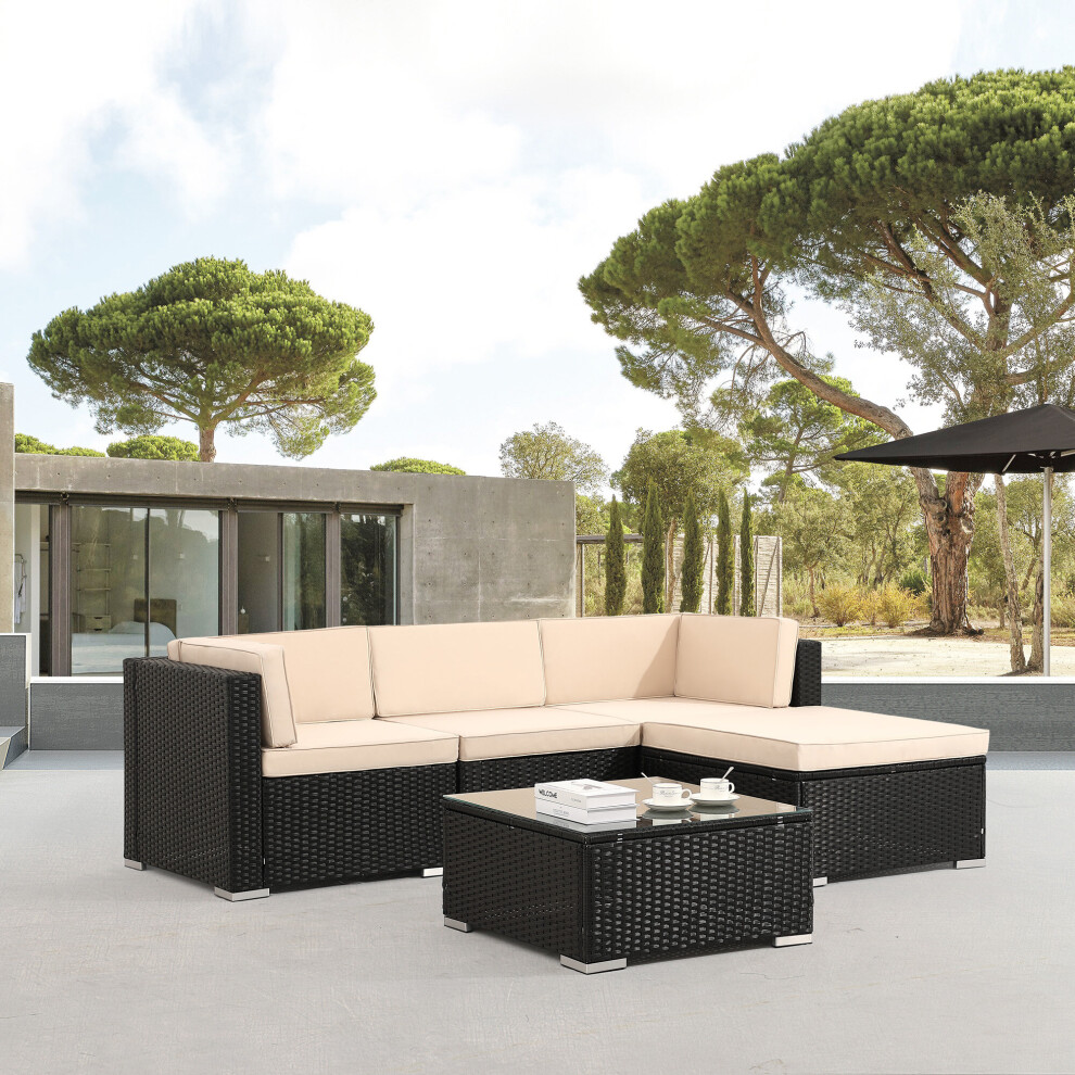 AREBOS Polyrattan garden furniture garden set lounge set seating group black palma