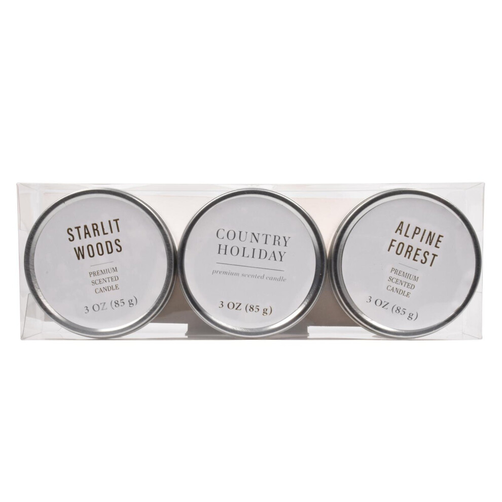 (Gold Leaves) Scented Candles New Set of 3 Festive Decorative Tin Gift set