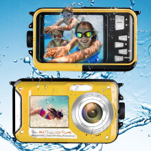 Waterproof Camera, 2.7K Full HD Underwater Camera, Digital Waterproof Camera with 48 Megapixel 16x Digital Zoom, Dual Screen Selfie Digital ..