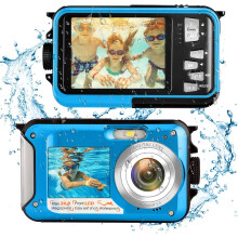 Waterproof Camera, 2.7K Full HD Underwater Camera, Digital Waterproof Camera with 48 Megapixel 16x Digital Zoom, Dual Screen Selfie Digital ..