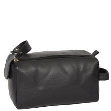 Genuine Soft Black Leather Travel Wash Toiletry Bag A179